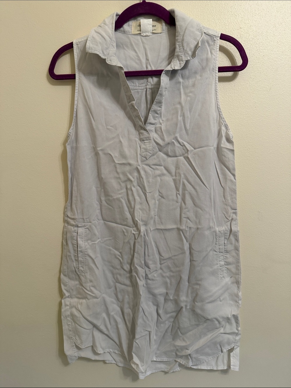 Cloth & Stone Light Gray Sleeveless Collared Tunic Dress